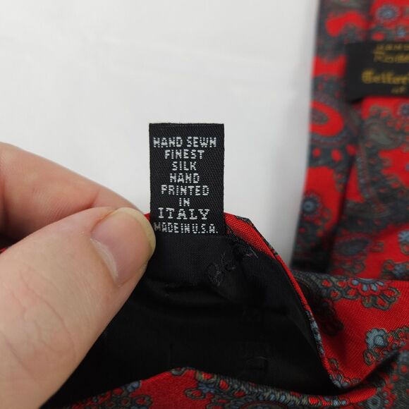 Robert Talbott Red Paisley Slim Short Silk Tie 3" x 56" Made in the USA - Picture 4 of 6